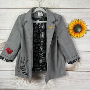 Disney Kids Plaid Cruella De Vil Blazer Jacket Embroidered 9/10Y